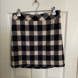 Ann Taylor Plaid Black and Cream Women's Skirt